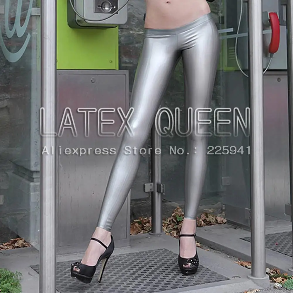 silvery nature rubber latex leggings