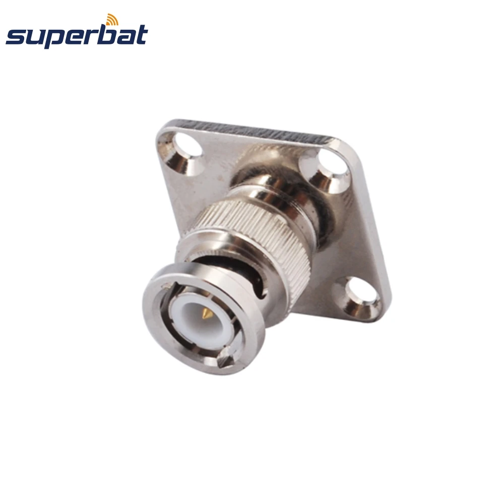 Superbat BNC Male 4 Hole Panel Mount /Flange with Solder Cup Audio RF Coaxial Connector