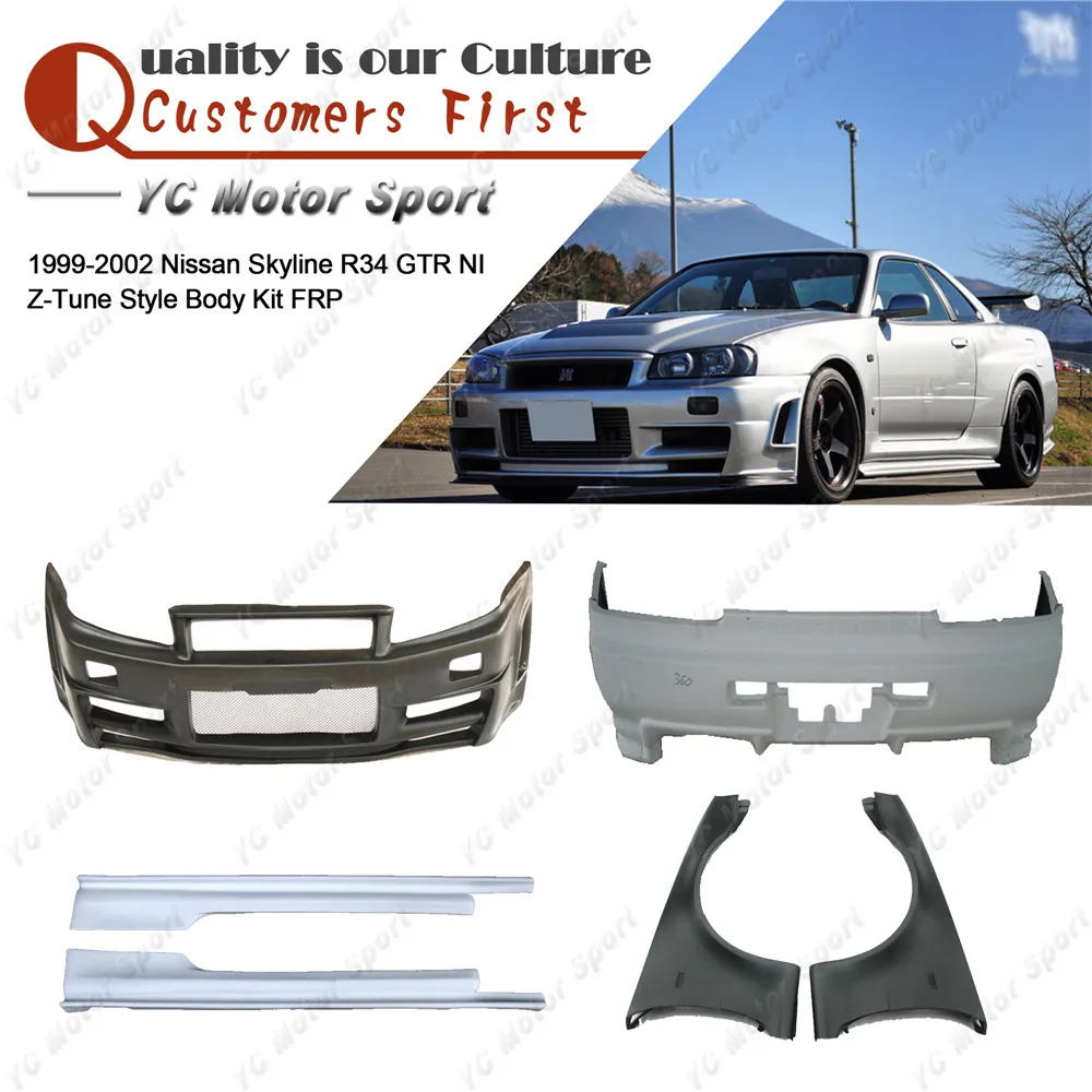 

Car Accessories FRP Fiber Glass NI ZT Style Bodykit Fit For 1999-2002 R34 GTR Body Kit Bumper Cover Front Fender Side Skirt