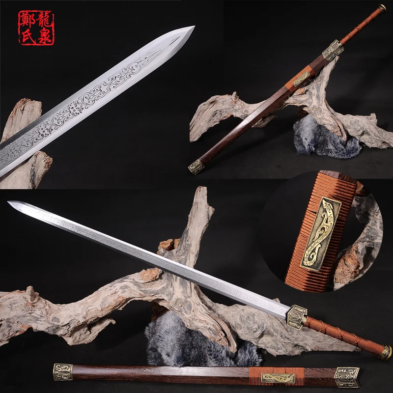 

Metal Home Decoration Chinese Sword Real Steel Rose Wood Scabbard Fungshui Ornaments Full Tang Sharp-Souvenir-Hanjian