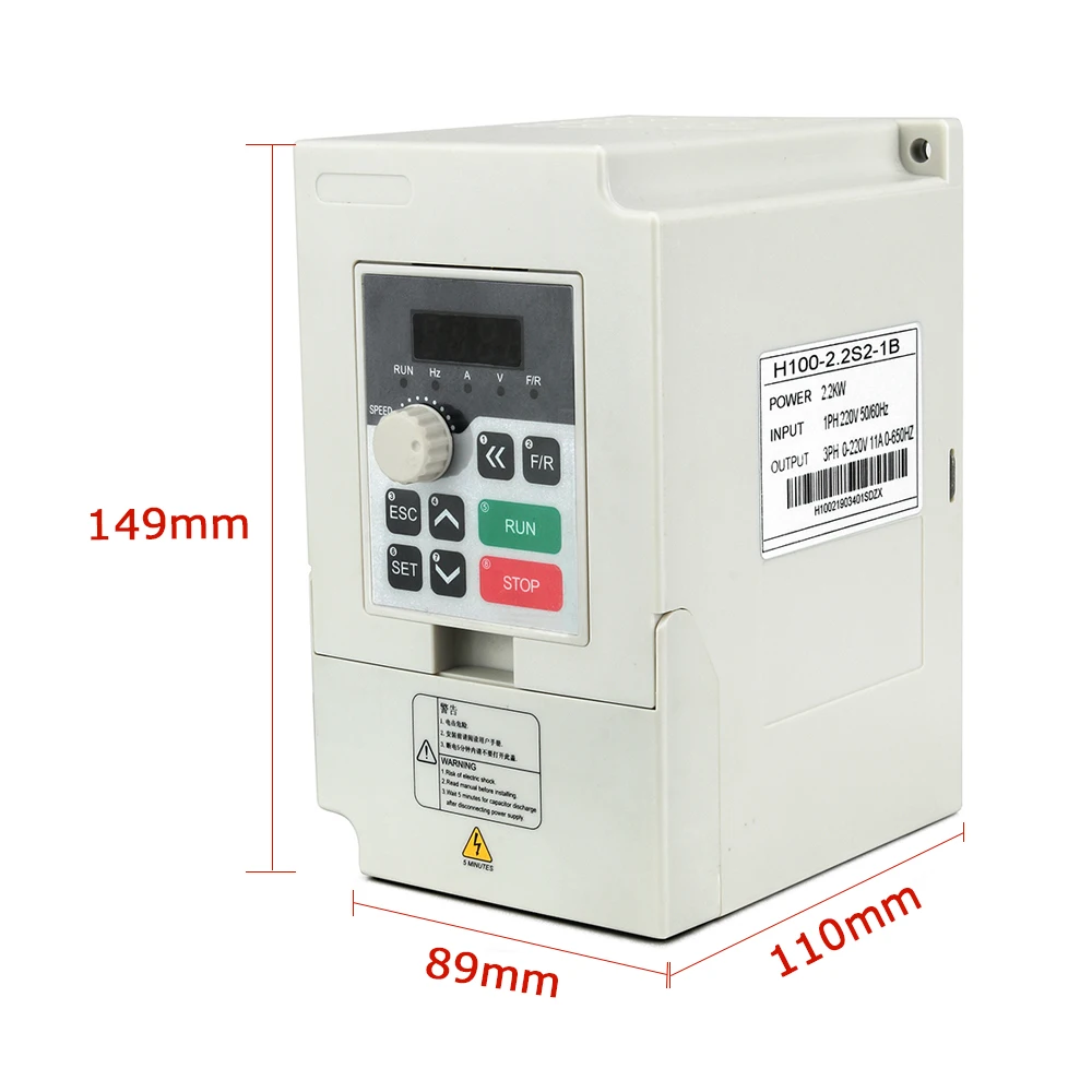 220V 2.2KW Frequency Inverter Variable Frequency Converter for AC Spindle Motor 1 Phase Input 3 Phase Output AC Drives VFD