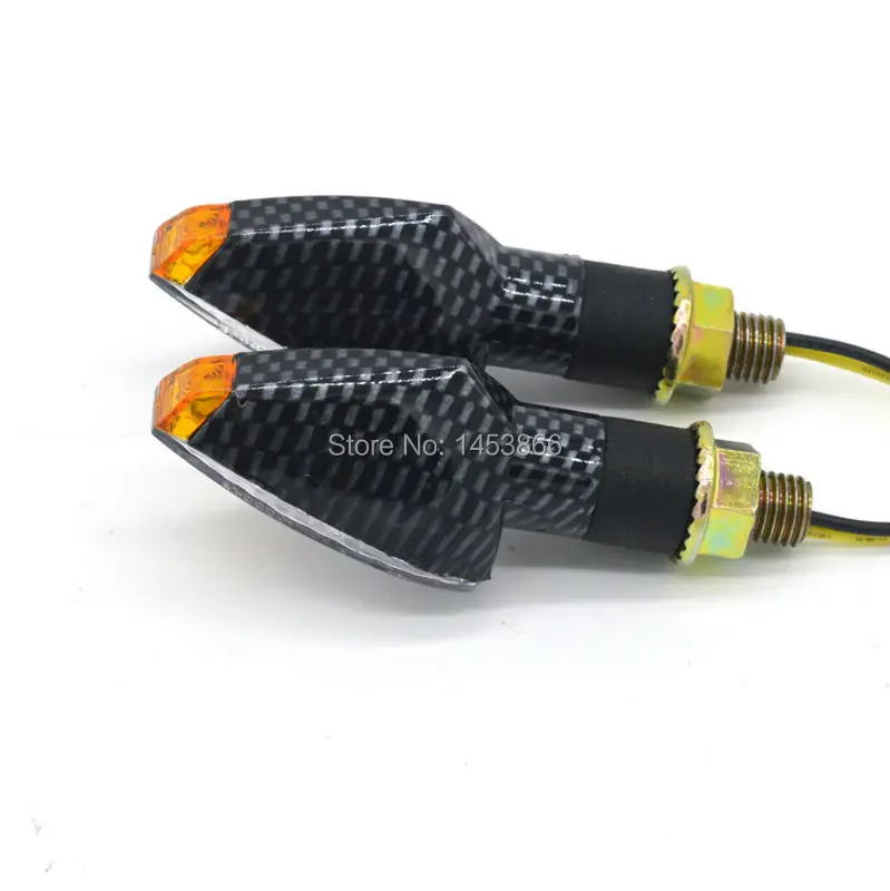 2 pairs 4 Pieces Carbon Motorcycle 12V 2W 14 LED Turn Signal Light for BMW Ducati Aprilia Moto Guzzi Buell