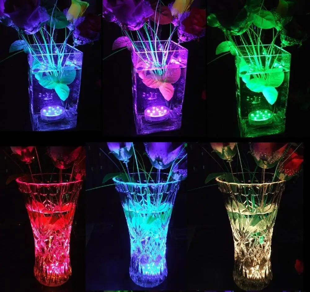 1Pc RGB Multicolor remote control 16colors submersible led lights wedding party decoration vase base light for celebration