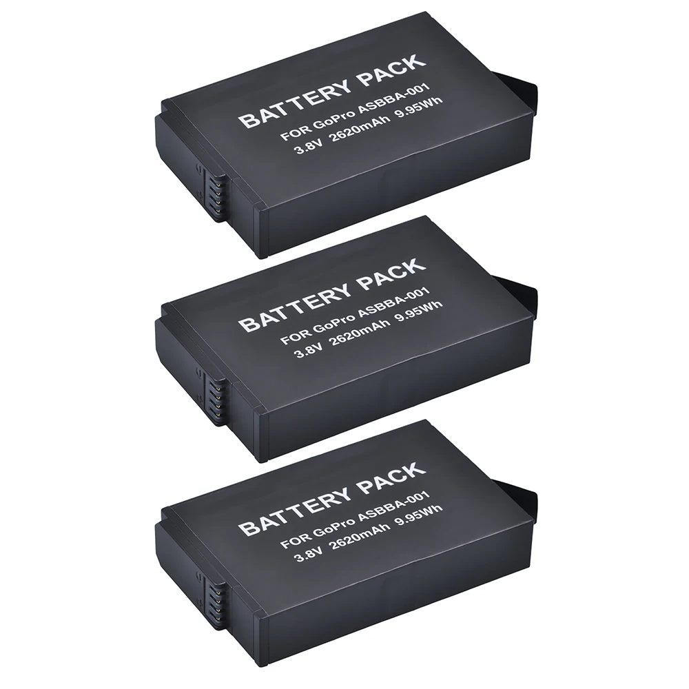 

3x 2620mAh GoPro ASBBA-001 ASBBA001 ASBBA 001 Replacement Battery for Gopro Fusion 360-Degree Action Camera