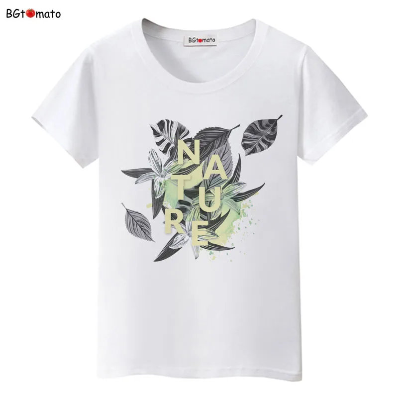 

BGtomato 2022 Leaves printing art tshirt harajuku shirts women good quality fashion clothes