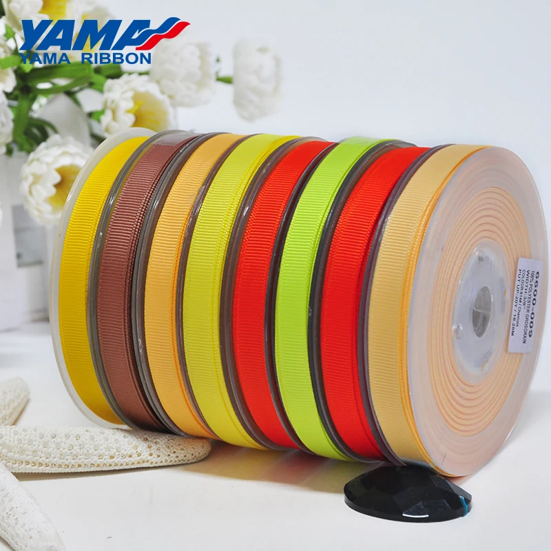 YAMA Yellow Gold Grosgrain Ribbon 6 9 13 16 19 22 mm 100 yards/lot Solid Packing Wedding Gift Wrapping Party Decorations Ribbons