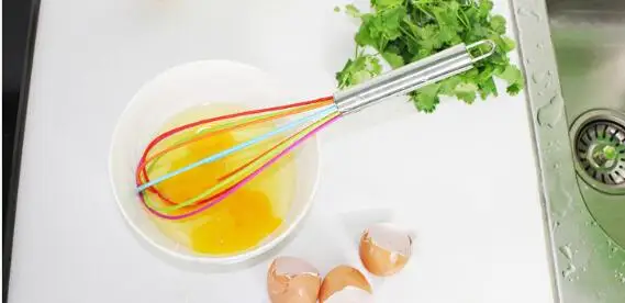 Kitchen Egg Frother Milk Beater Blender Colorful Silicone Balloon Wire Stainless Steel Whisk Kitchen Utensils lin3818