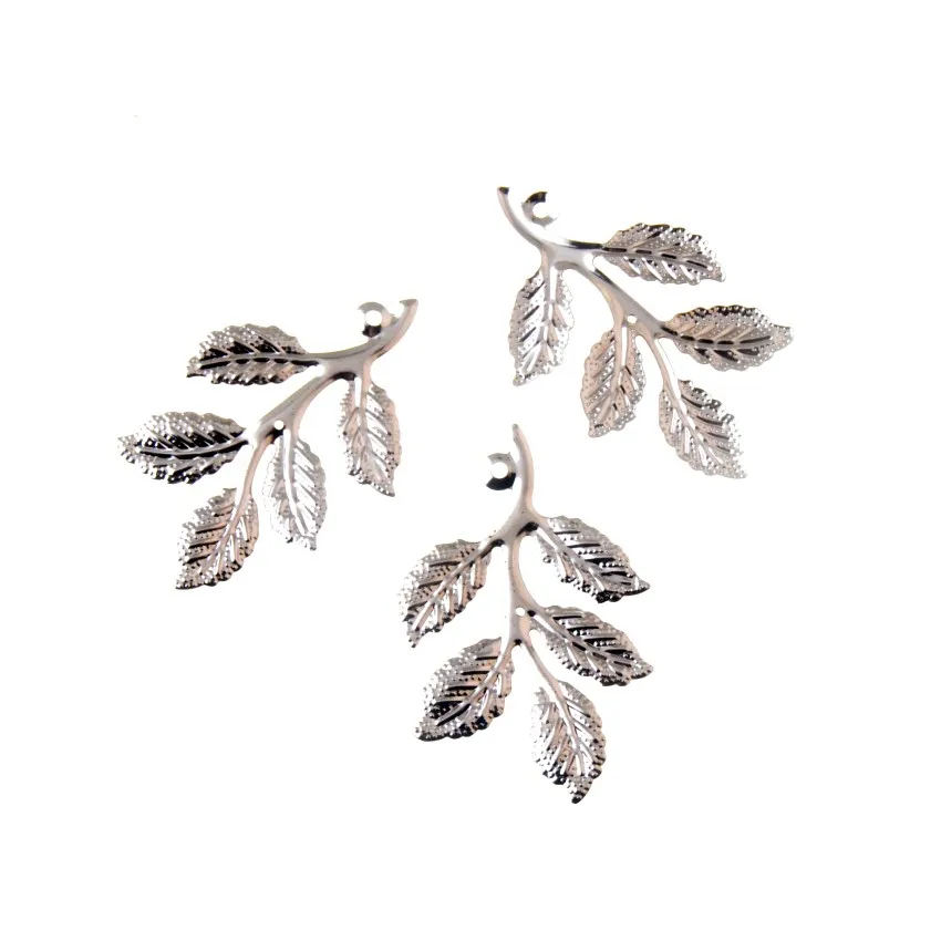 Free shipping 20Pcs Leaf Filigree Wraps Connectors Metal Crafts Gift Decoration DIY 32x50mm