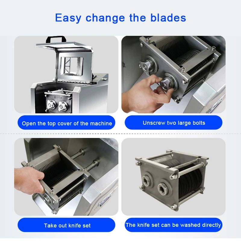 آلة تقطيع اللحوم الكهربائية التجارية عمودية 2200 واط عالية الطاقة التقطيع والتقطيع بسماكة قابلة للتعديل