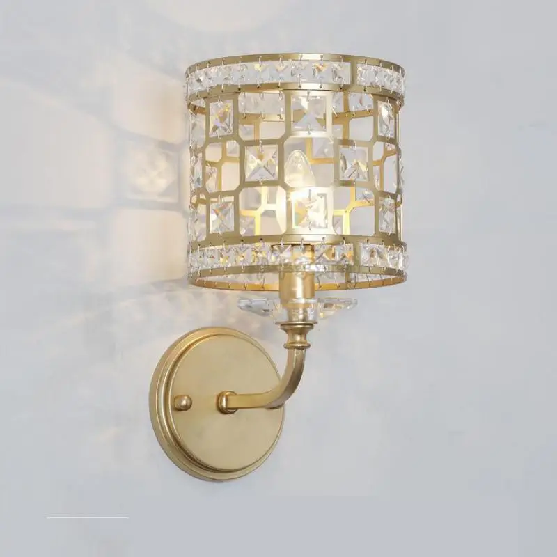 

Foyer Champagne Crystal Wall light fixtures for hallway dressing room modern Iron Wall sconce Bedroom indoor lighting Wandlamp