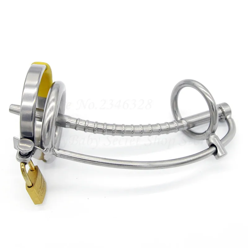 3 Ring 304 Stainless Steel Male Chastity Device with Catheter Cock Cage,Penis Ring,Penis Lock,Chastity Belt Sex Toys for Men