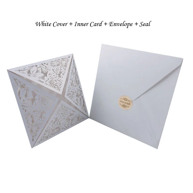 1pcs White European Square Hollow Leaves Laser Cut Wedding Invitation Card Elegant Personalized Wedding Decor Party Supplies