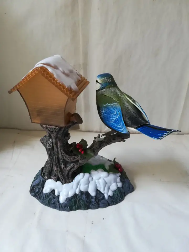 Modèle d'oiseau artificiel de grande taille, 15x14cm, avec commande vocale, pour la décoration de la maison, cadeau de noël, b1279