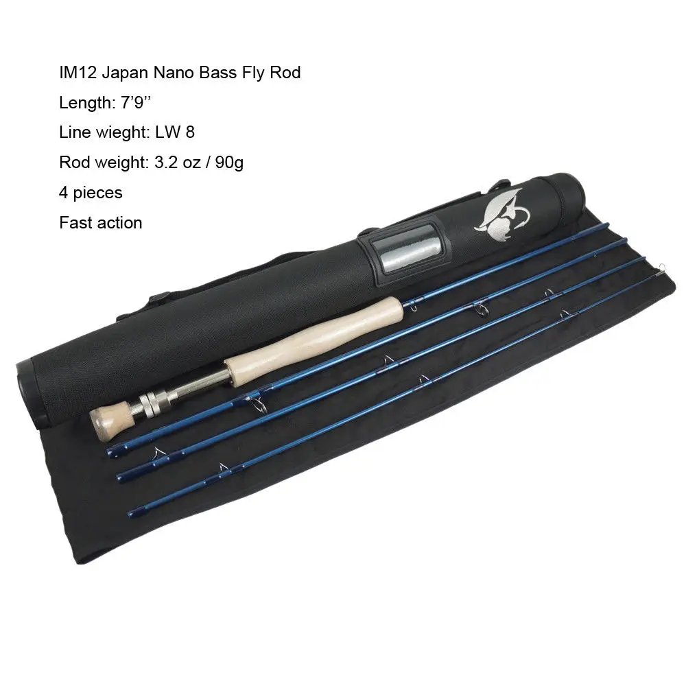 Aventik IM12 7ft9inch LW8 Japan Nano Saltwater Bass Fly Fishing Rod Fast Action Kayak Boat Matt Black Blue Fishing Fly Rods