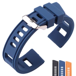 Bracelet de montre en caoutchouc étanche pour hommes et femmes, bracelets de montre en silicone souple, bracelet avec structure polie, orange, bleu, noir, 20mm, 22mm