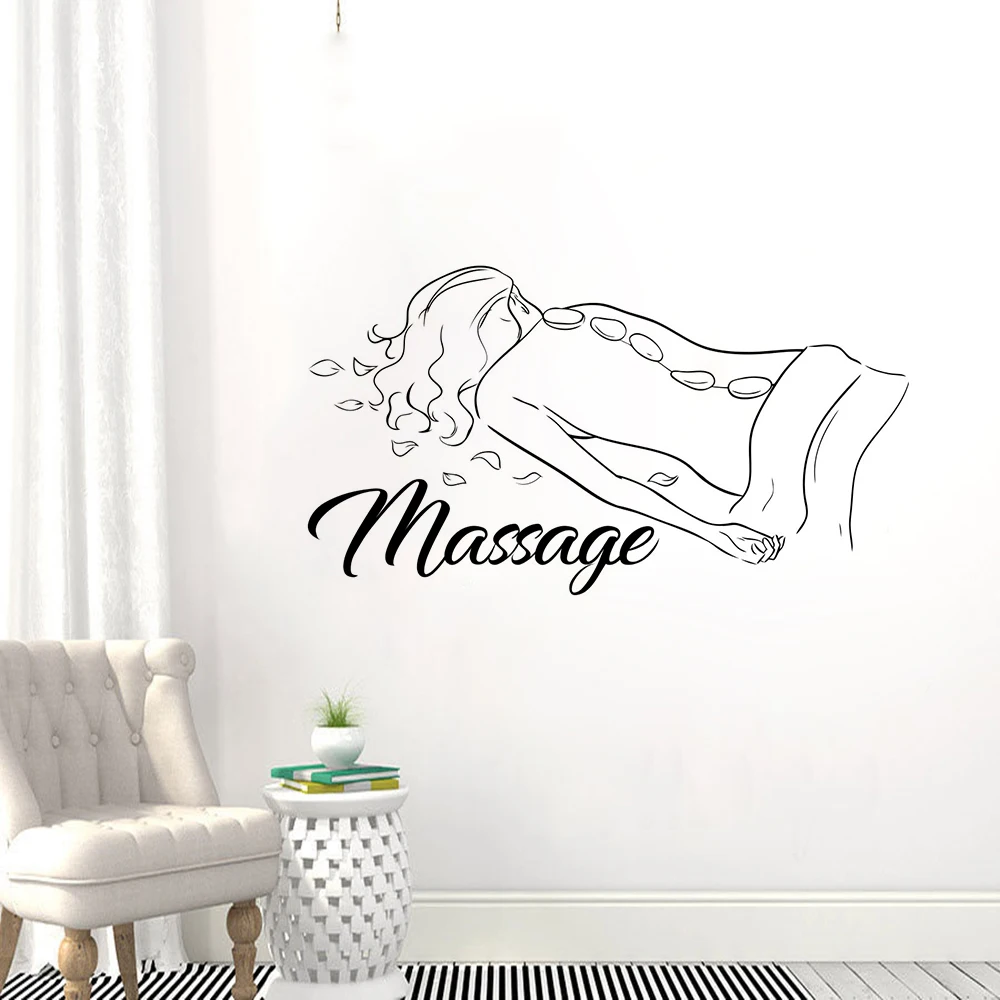 Health Beauty Salon Wall Stickers Window Shop Spa Wall Vinyl Stickers Massag Logo Interior Decorative Mural Massage Decor H405