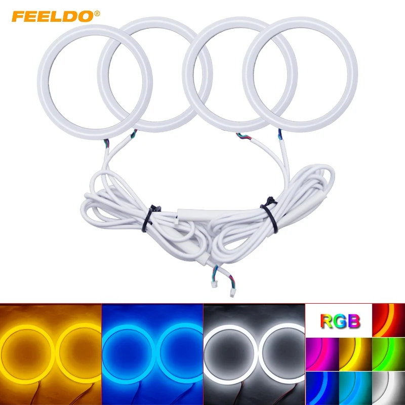 FEELDO 4X80mm Auto Halo Rings Cotton Lights SMD LED Angel Eyes for Toyota Camry 07(EURO/US) Car Styling #HQ3099