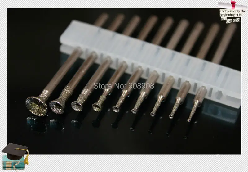 Juego de brocas de pulido con punta montada en diamante, rebabas de 0,8mm a 6,0mm, cabezal semiesférico cóncavo, herramientas de gemas, vástago de 3/32 pulgadas, 2 juegos