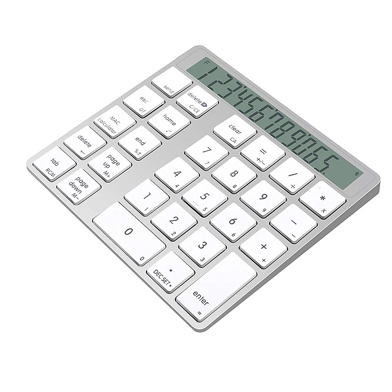 Rechargeable 2 in 1 Bluetooth Number Pad and Calculator With 12-Digit LCD Display for Laptop Computer Apple, 29Keys with 00 Key