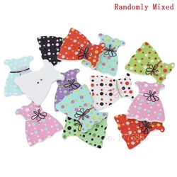 50 Pcs Pretty Polka Dot Dress Buttons. 2 hole. Wooden Buttons, for Sewing, Scrapbooking, Embelishments, Crafts 7NK33