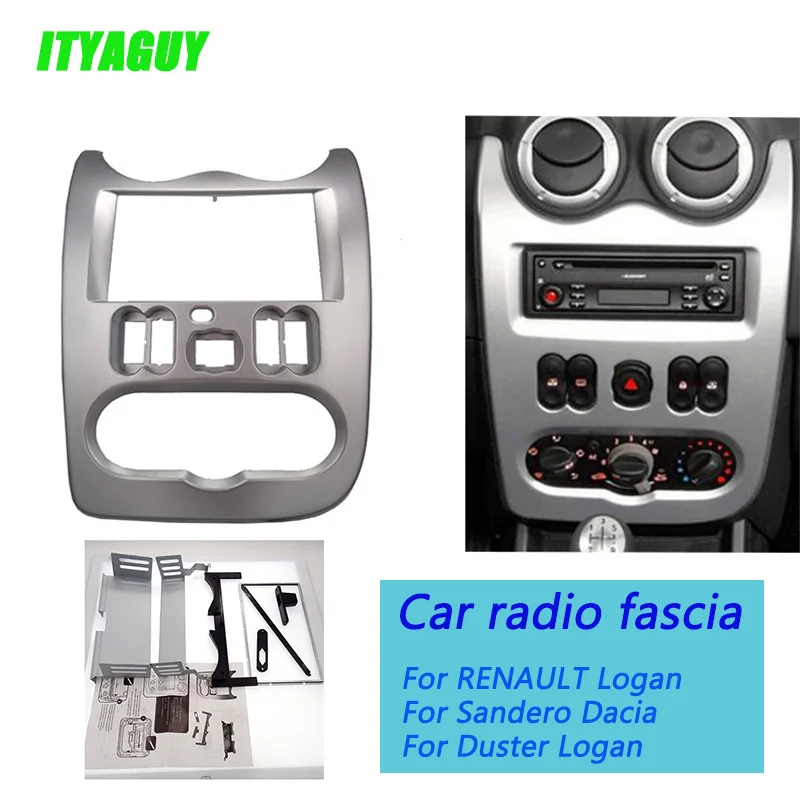 2DIN Car Radio Frame Fascia For Logan Sandero DACIA Duster Renault Logan Adapter CD Trim Plate Stereo Dash Mount Adapter Kit