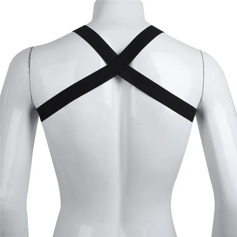 ChicTry Male Mens Body Chest Cosplay Harness X-Shape Back Elastic Shoulder Chest Muscle Harness Belt Punk Costumes Strap