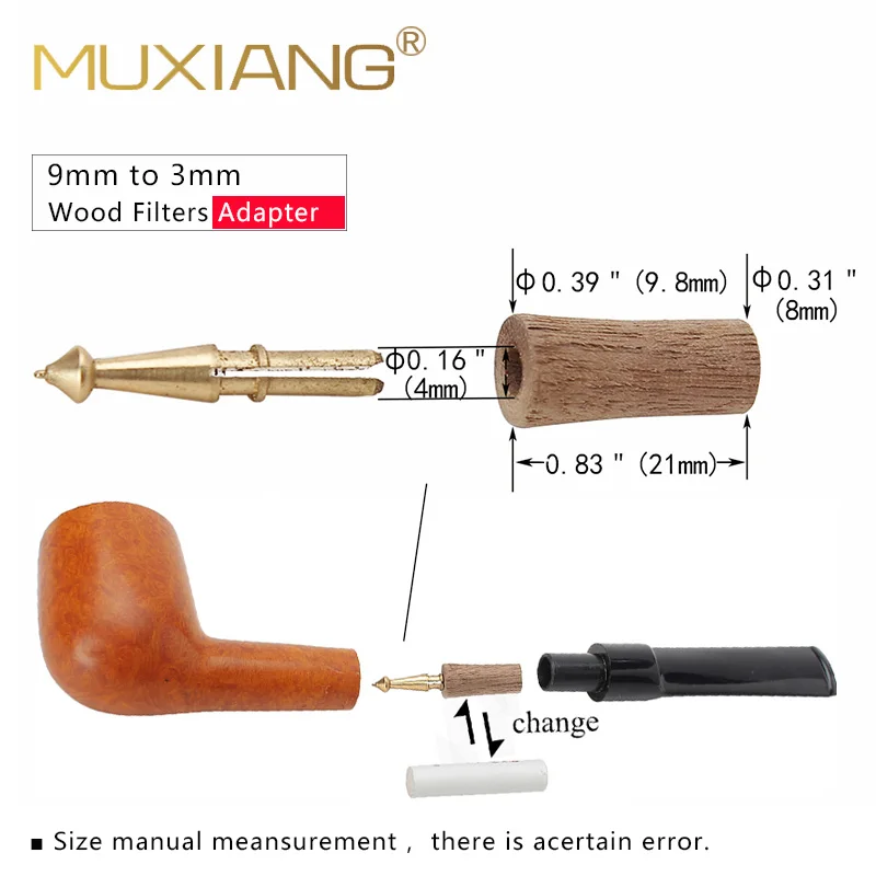 RU-MUXIANG 3/ 5/10 Pz/lotto Legno Da 9mm a 3mm Filtri Adattatore Accessori Per Pannolini Da Fumo Filtro Cambiatore fg0011