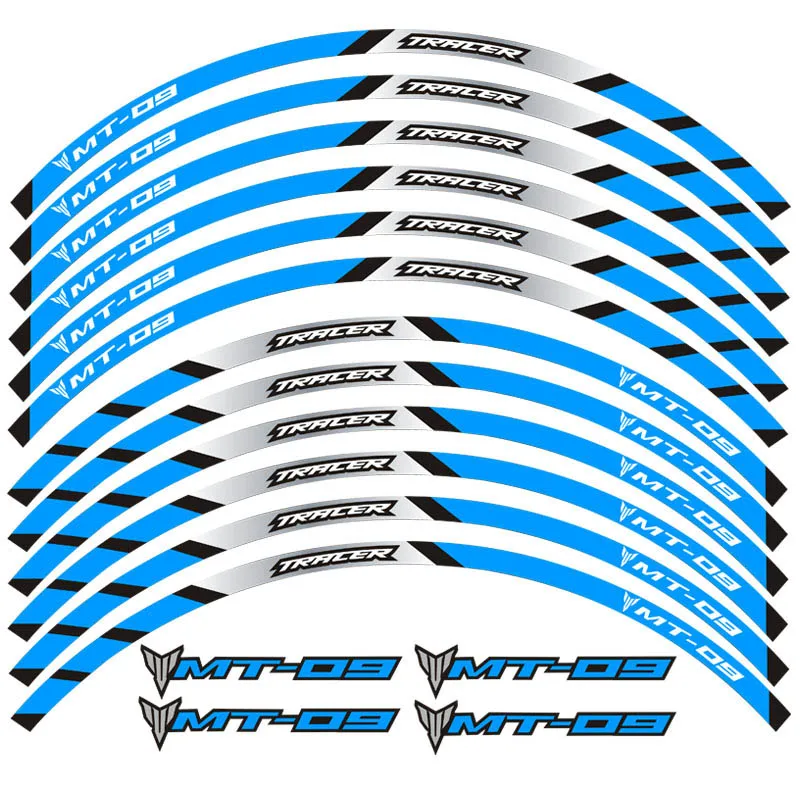 Motorcycle front and rear wheels Edge Outer Rim Sticker Reflective Stripe Wheel Decals For YAMAHA MT-09 TRACER