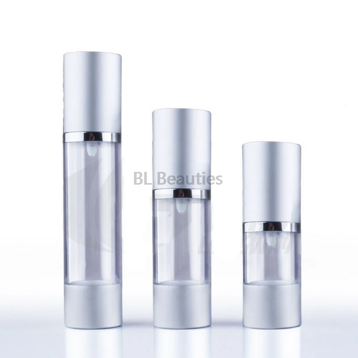 

300pcs/lot 15ml 30ml 50ml High Quality Silver Vacumm Pump Bottles Portable Pump Dispenser Refillable Airless Bottle