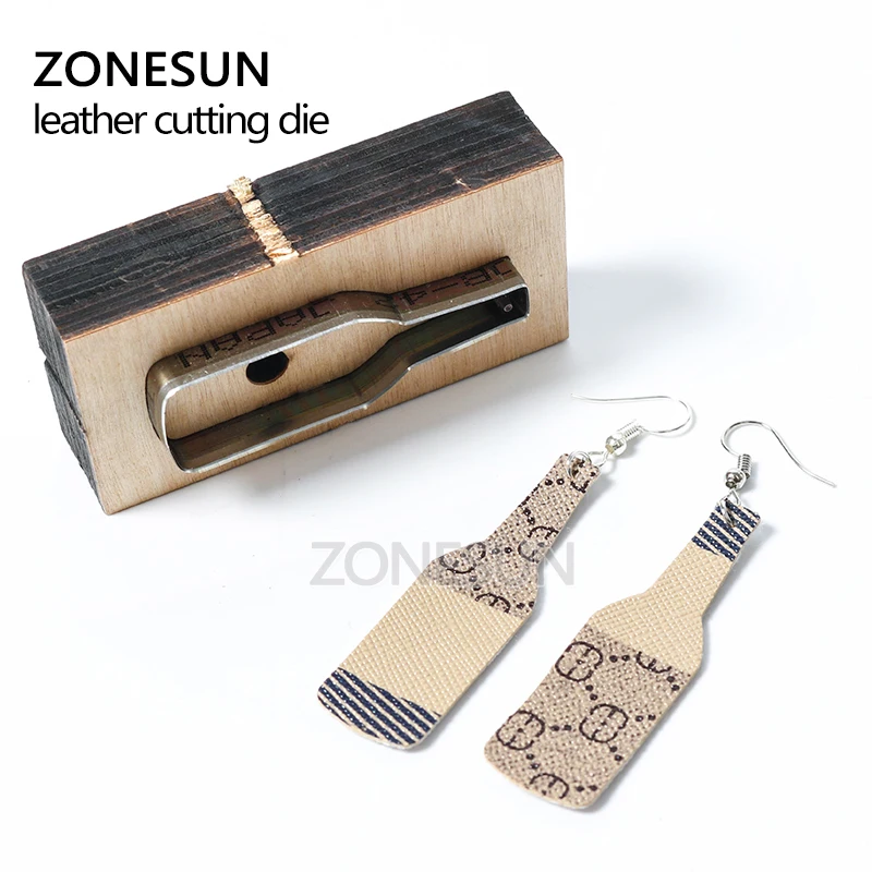 ZONESUN bottle custom leather paper earring decoration cutting steel rule click press die clicker tools handmade handicraft diy