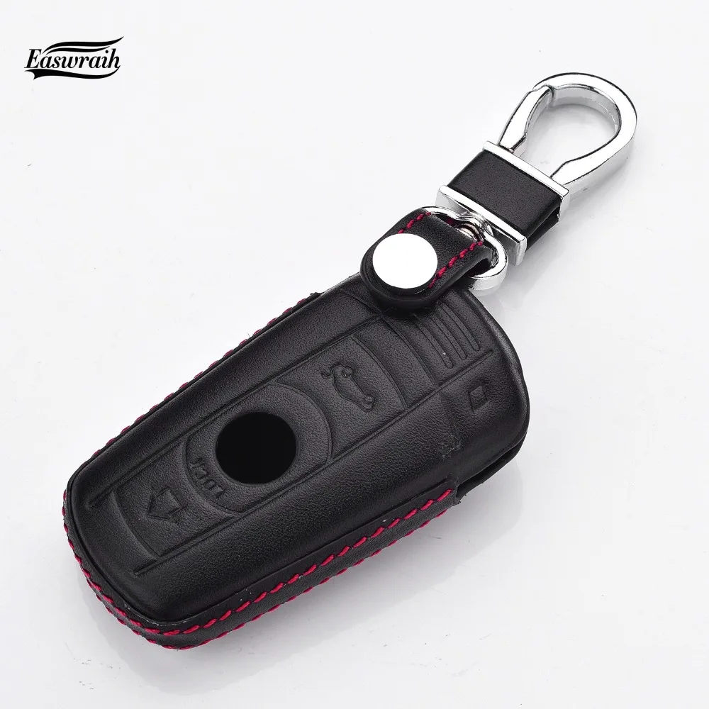 New 4D Genuine Leather Key Case Cover Holder Pocket For BMW 1 3 5 6 7 SERIES E90 E92 E93 E60 X1 X5 X6 Z4 Accessories