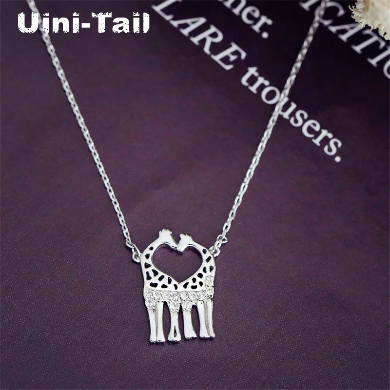 Uini-Tail new 925 Tibetan silver fashion cute giraffe micro-inlaid necklace Korean fashion tide flow high quality jewelry ED281