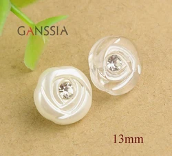 30pcs/lot Fashion Rose Flower Shirt Buttons Imitation Diamond Scrapbooking Sewing Accessories Button(SS-105)