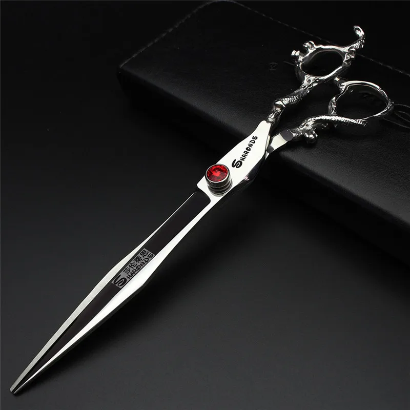 Dragon Scissors personality red blue gem 8 inch hairdresser special professional cutting scissors tool Stainless steel scissors