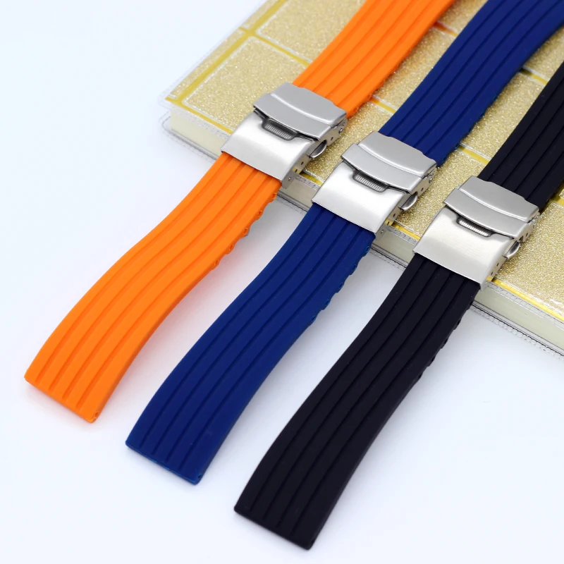 18mm 20mm 22mm 24MM Strong Flexibility Rubber Watchbands Casual Balanceds Men And Women Silicone Watch Strap Band orange blue