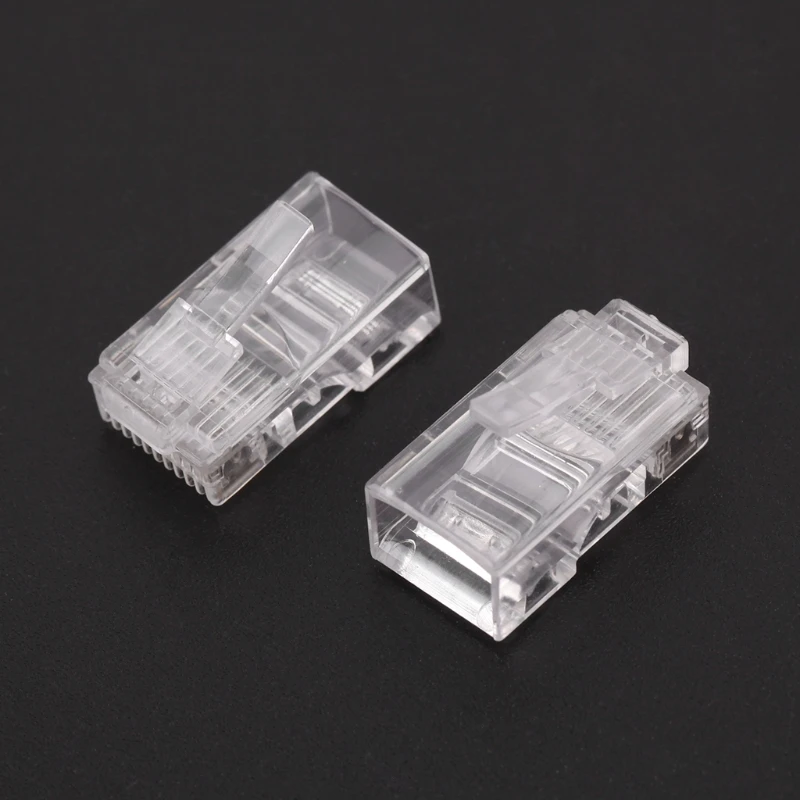 50 Pcs/Pack Stranded 10P10C Network Cable Connector RJ48 Crystal Plug Modular High Quality New