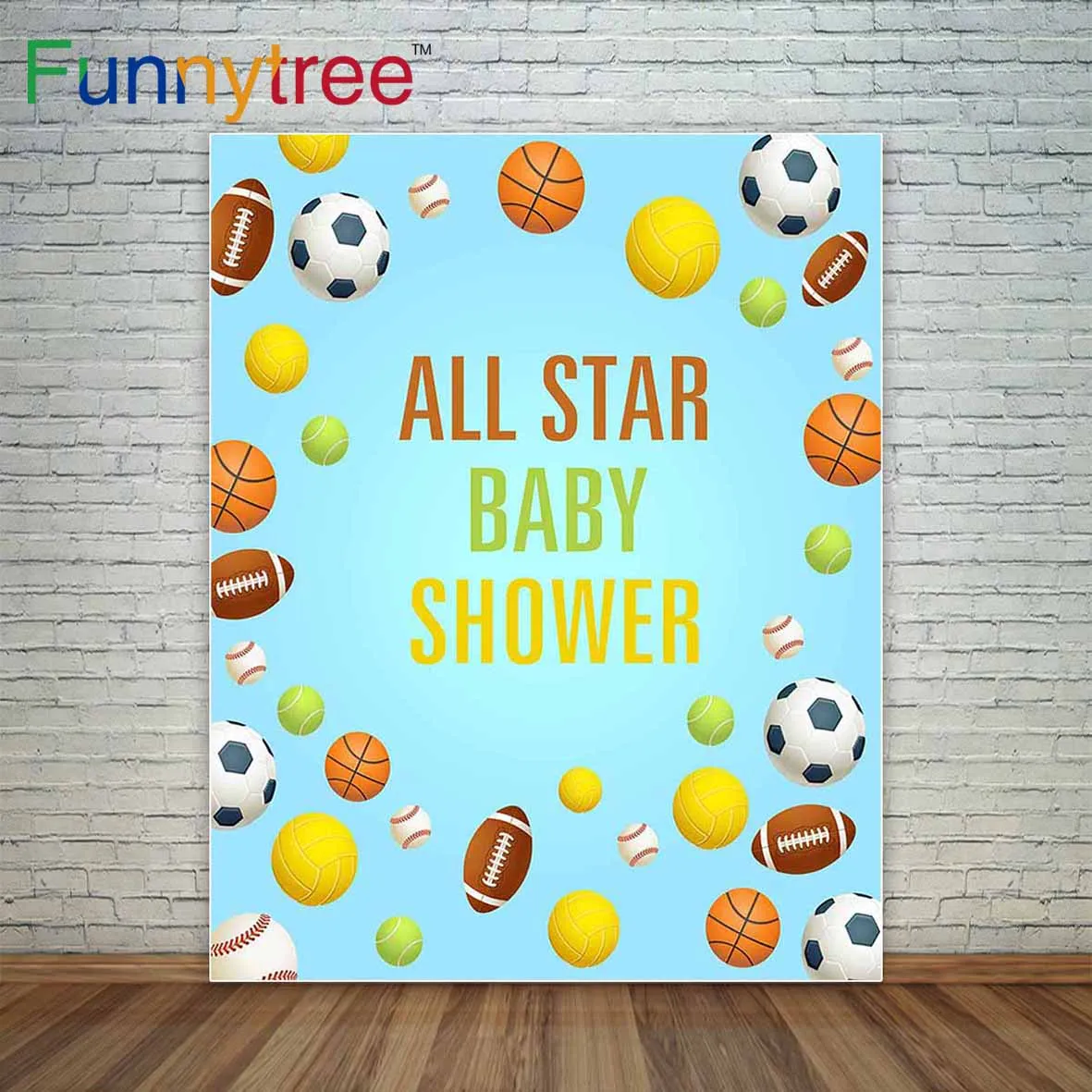 Funnytree photography backdropsAll satr baby shower for boy Various kinds of balls photocall photography studio funds new