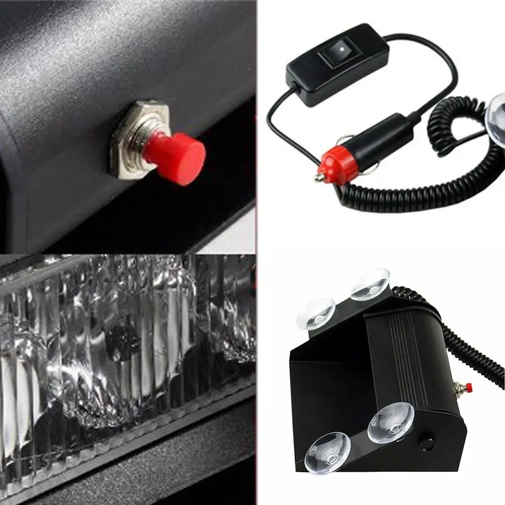 ใหม่รถจัดแต่งทรงผม 4 LED สีแดงสีฟ้าสีเหลืองสีฟ้ารถตํารวจ Strobe Flash Light Dash ฉุกเฉิน 3 กระพริบหมอกไฟ 3 สไตล์