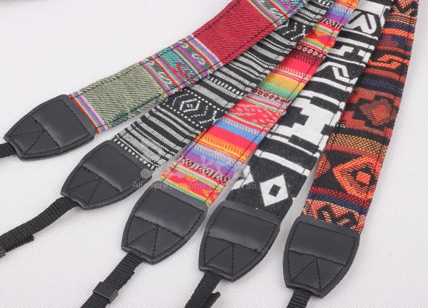 캐논 니콘 펜탁스 소니 SLR DSLR 용 1 피스 빈티지 컬러 히피 스타일 카메라 넥 숄더 스트랩 벨트, 내구성, 코튼