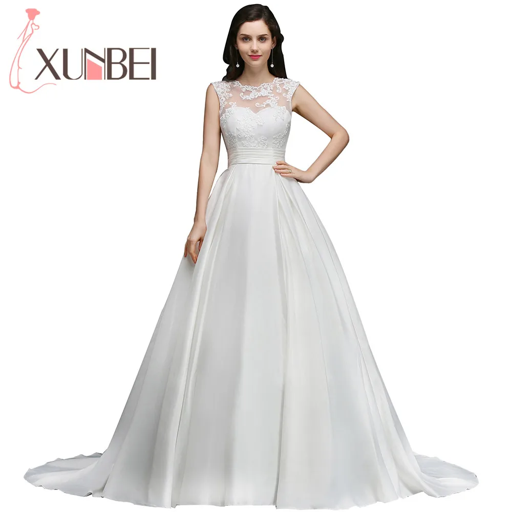 Xunbei elegante princesa rendas vestido de baile vestidos de casamento 2017 sexy sem costas vestido de noiva cetim vestido de noiva com sash robe de mariag