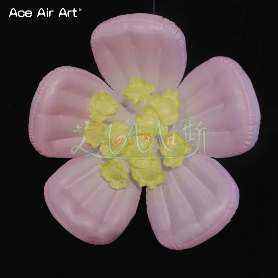 1.2m Diameter Newly Arrived Pink Flower Inflatable Pistil Hanged Glow Lights Flower Balloon for Wedding Party Decoration