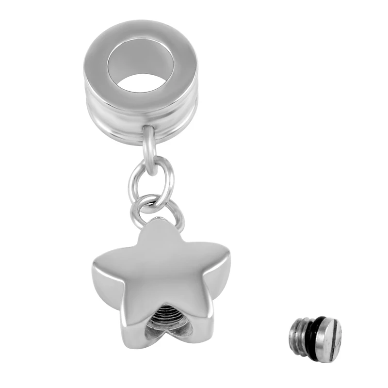 

IJA0001 316L Stainless Steel Charm Accessories Heart/Star/Bead/Water drop Memorial Urn Pendant For Cremation Ashes