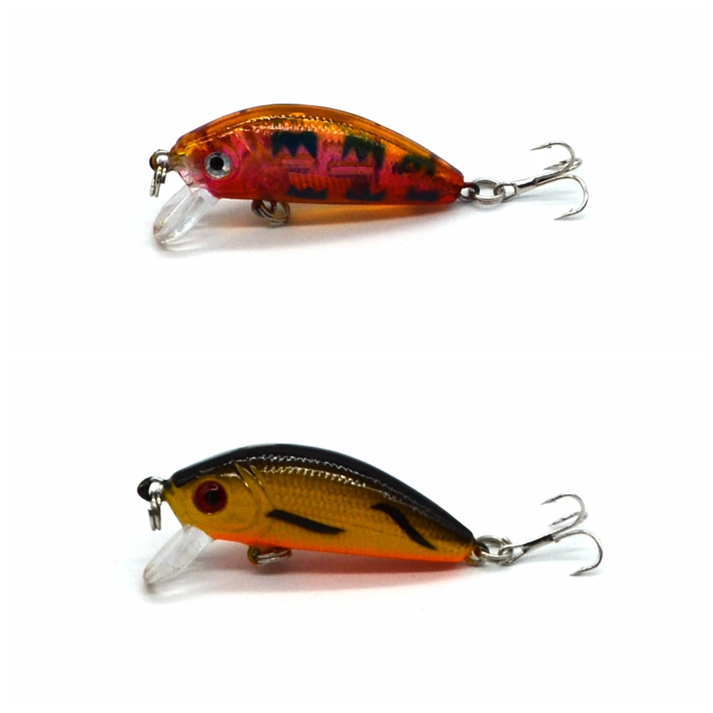 wholesale 40pcs/Lot  8 colors 5cm/1.97in 3.6g/0.17oz  Artificial bait  Minnow Fishing Lures Tackle with 3D eyes