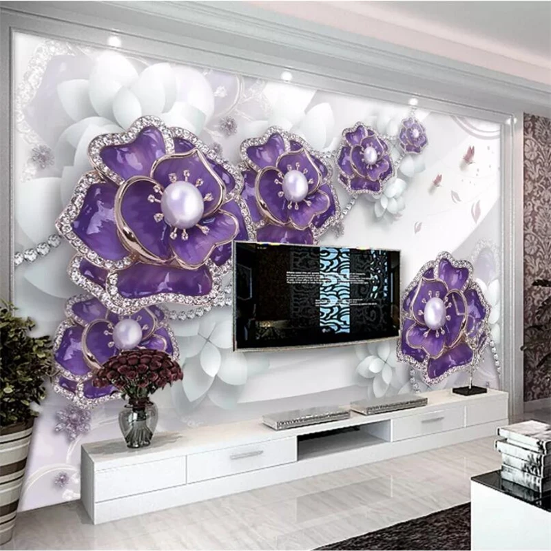 wellyu Custom wallpaper 3d mural high-grade exquisite flower jewelry living room bedroom Papel de parede background wall paper