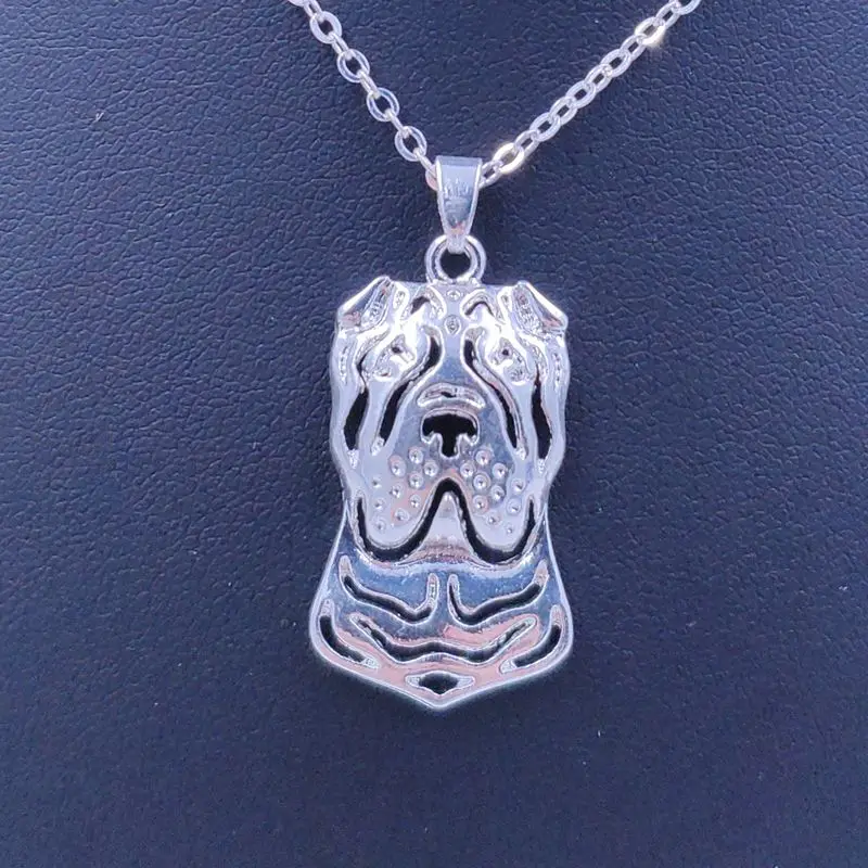 Mdogm Chinese Shar Pei  Necklace Dog Animal Pendant Gold Silver Plated Jewelry For Women Male Female Girls Ladies N038