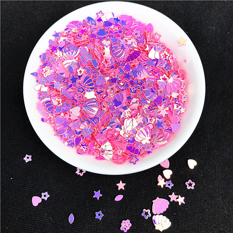 10g/Pack Mixed Colors 3-7mm Mixed Star Heart Shape Loose Sequins DIY nail Craft,Slime Making, Wedding Decoration confetti