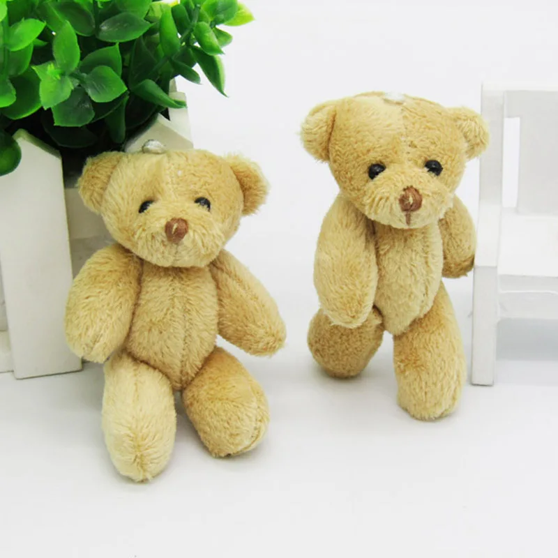 50PCS/LOT Kawaii Small Joint Cute Bears Stuffed Plush 8CM/3.2'' Toy Bear Mini Bear Joint Bears Plush Toys Brown Gifts 00401