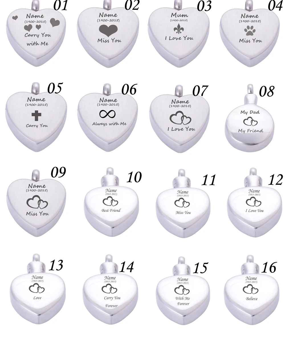 Pet Cremation Pendant Necklace For Memory Dogs or Cat Stainless Steel Cremation Jewelry Drop shipping