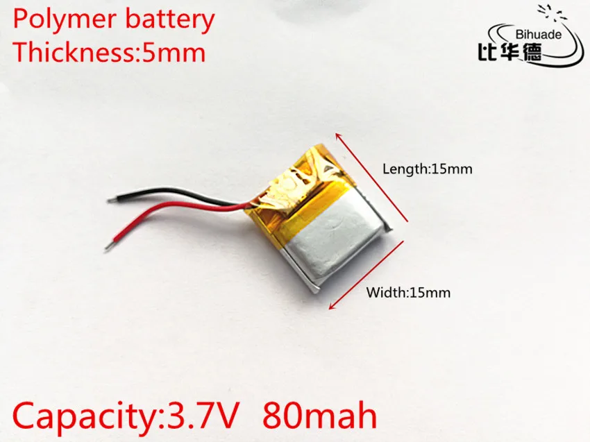 3.7V 80mAh 501515 Lithium Polymer Li-Po li ion Rechargeable Battery cells For Mp3 MP4 MP5 GPS PSP mobile bluetooth