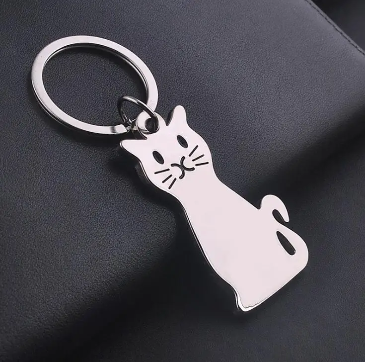 500Pcs New Fashion Creative Model Cat Keychain Popular keyring Metal Key Chain Gift SN2377